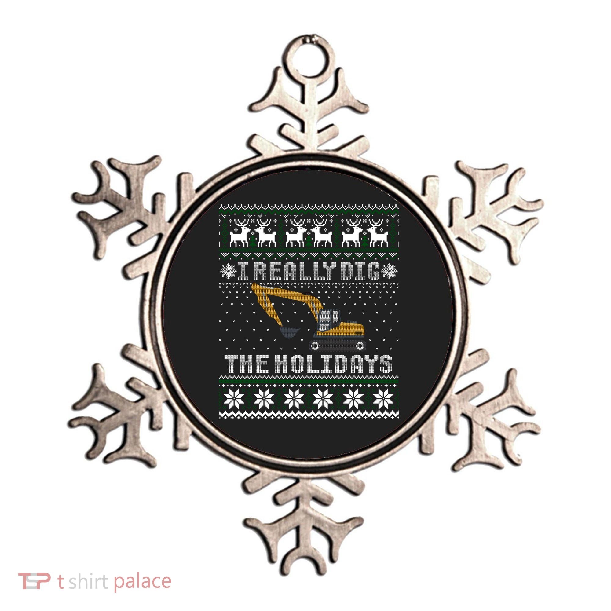 I Really Dig The Holidays Excavator Christmas Ugly Sweater Gift Ornament