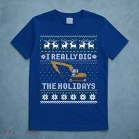I Really Dig The Holidays Excavator Christmas Ugly Sweater Gift T-Shirt thumb 5