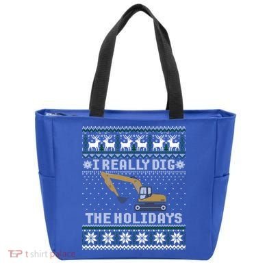 I Really Dig The Holidays Excavator Christmas Ugly Sweater Gift Tote Bag