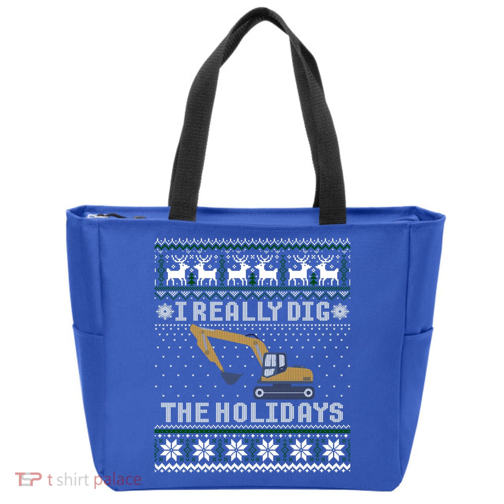 I Really Dig The Holidays Excavator Christmas Ugly Sweater Gift Tote Bag