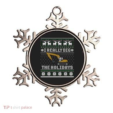 I Really Dig The Holidays Excavator Christmas Ugly Sweater Gift Ornament