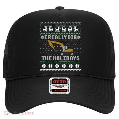I Really Dig The Holidays Excavator Christmas Ugly Sweater Gift Hat