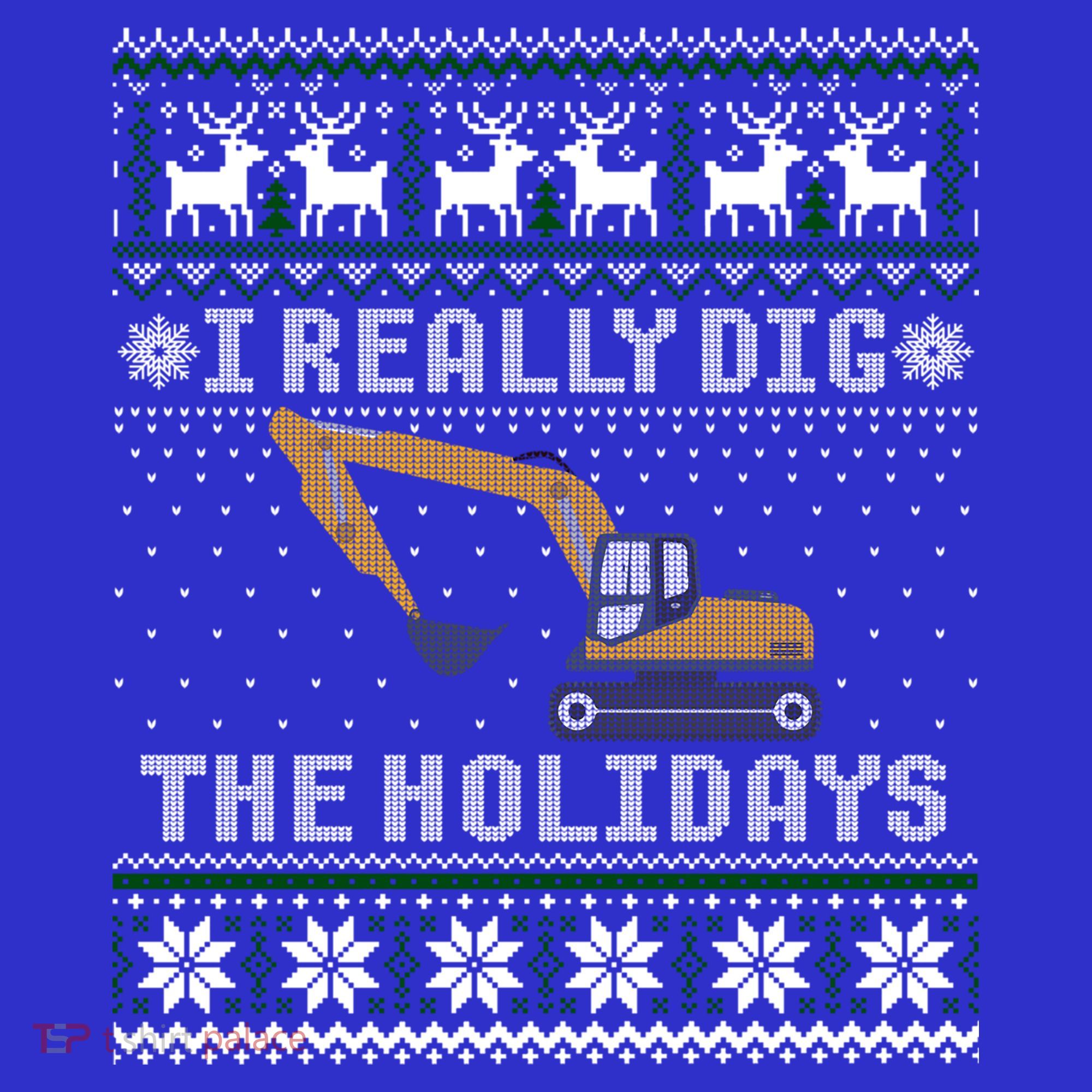 I Really Dig The Holidays Excavator Christmas Ugly Sweater Gift Women's Tank Top
