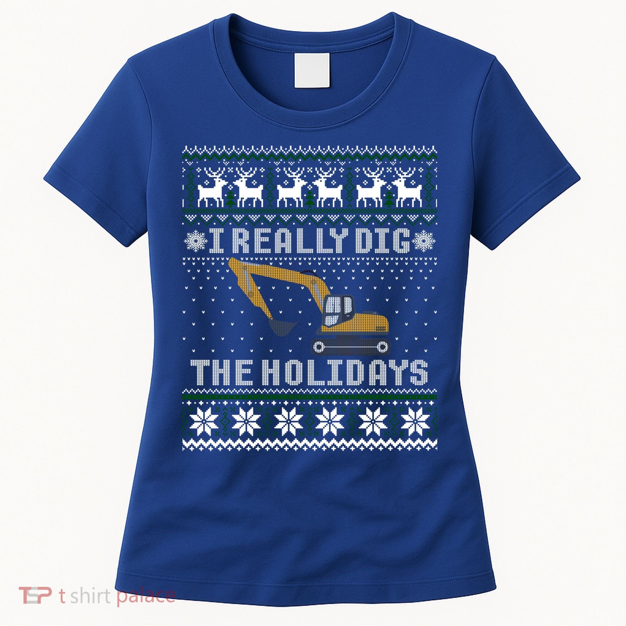 I Really Dig The Holidays Excavator Christmas Ugly Sweater Gift Women's T-Shirt