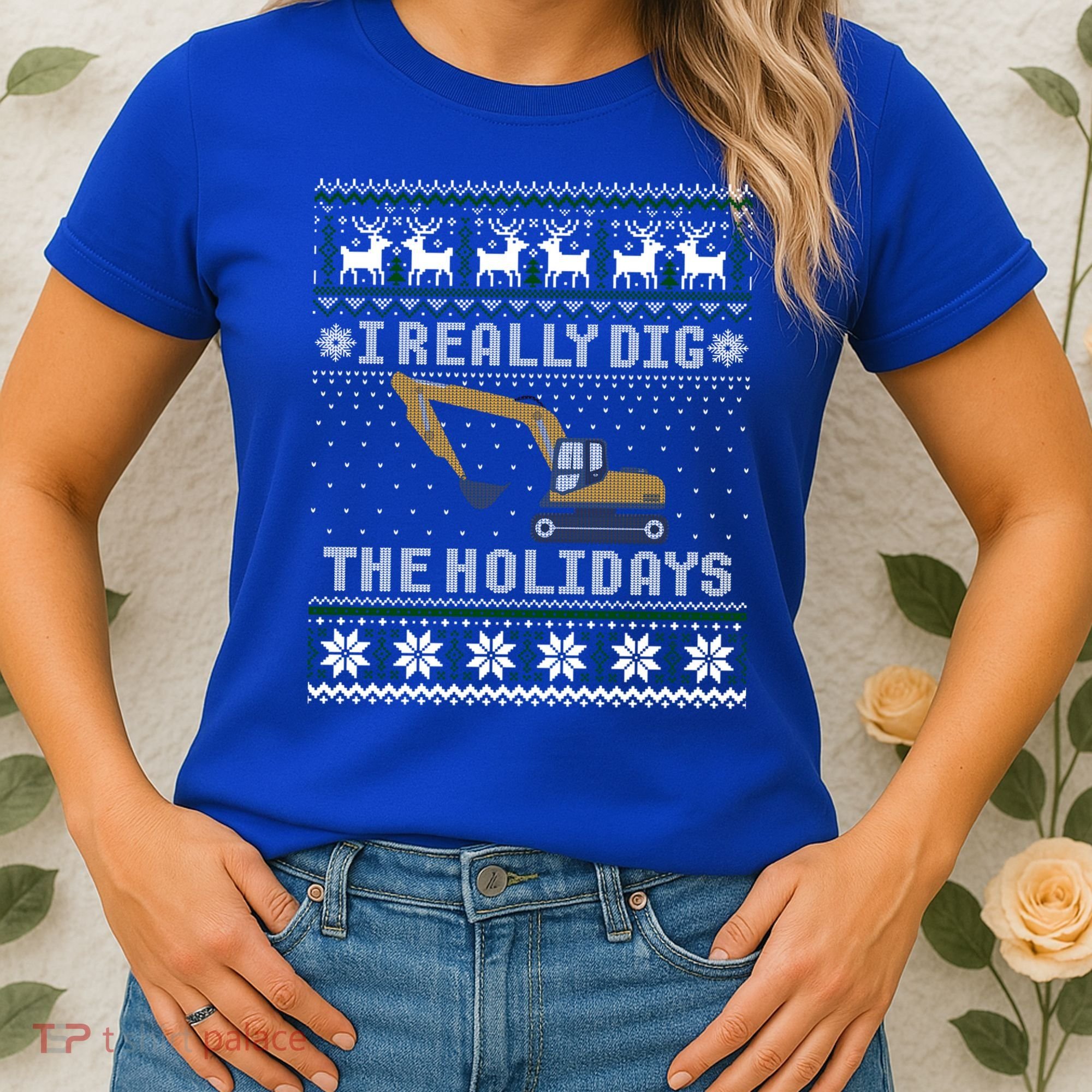I Really Dig The Holidays Excavator Christmas Ugly Sweater Gift Women's T-Shirt