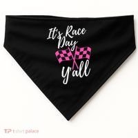 It's Race Day Y’all Checkered Flag Pit Crew Racing Track Gift USA-Made Doggie Bandana thumb 0