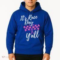 It's Race Day Y’all Checkered Flag Pit Crew Racing Track Gift Hoodie thumb 2