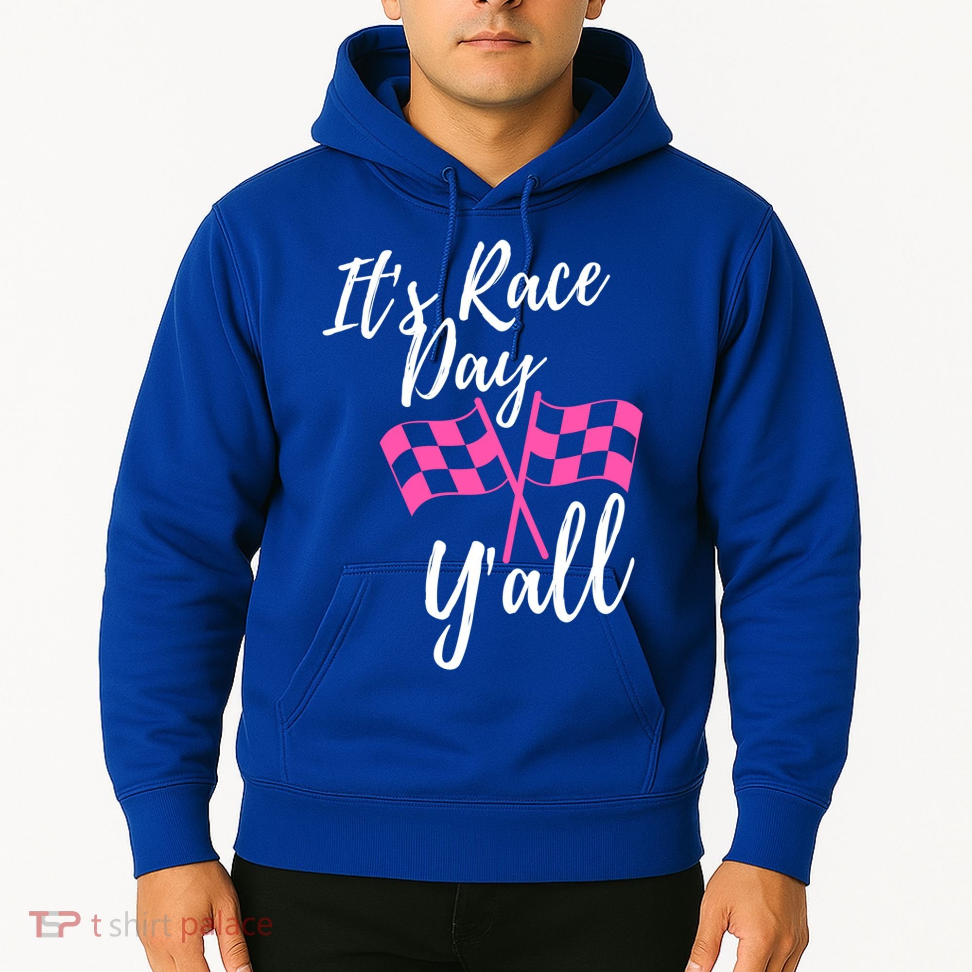It's Race Day Y’all Checkered Flag Pit Crew Racing Track Gift Hoodie