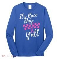 It's Race Day Y’all Checkered Flag Pit Crew Racing Track Gift Long Sleeve Shirt thumb 0