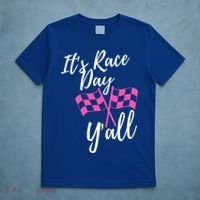It's Race Day Y’all Checkered Flag Pit Crew Racing Track Gift T-Shirt thumb 5