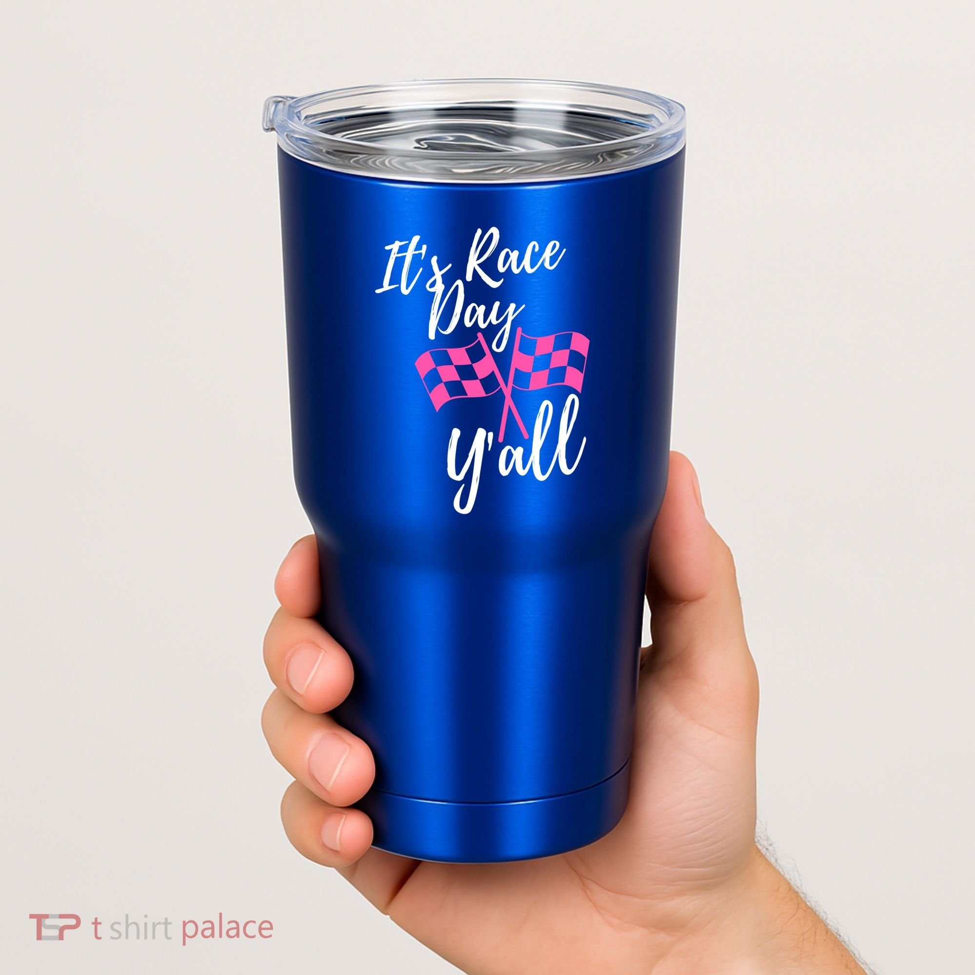 It's Race Day Y’all Checkered Flag Pit Crew Racing Track Gift Tumbler
