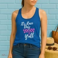 It's Race Day Y’all Checkered Flag Pit Crew Racing Track Gift Women's Tank Top thumb 2