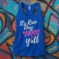 It's Race Day Y’all Checkered Flag Pit Crew Racing Track Gift Women's Tank Top thumb 3