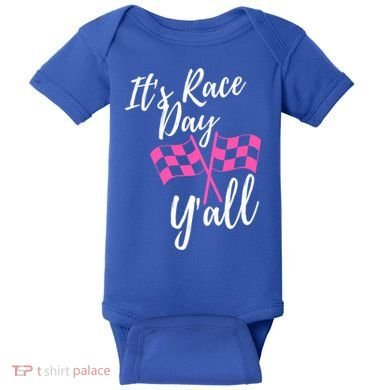 It's Race Day Y’all Checkered Flag Pit Crew Racing Track Gift Baby Bodysuit