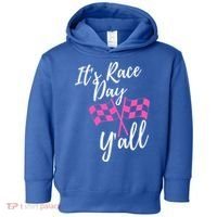 It's Race Day Y’all Checkered Flag Pit Crew Racing Track Gift Toddler Hoodie thumb 0