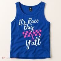 It's Race Day Y’all Checkered Flag Pit Crew Racing Track Gift Tank Top thumb 2