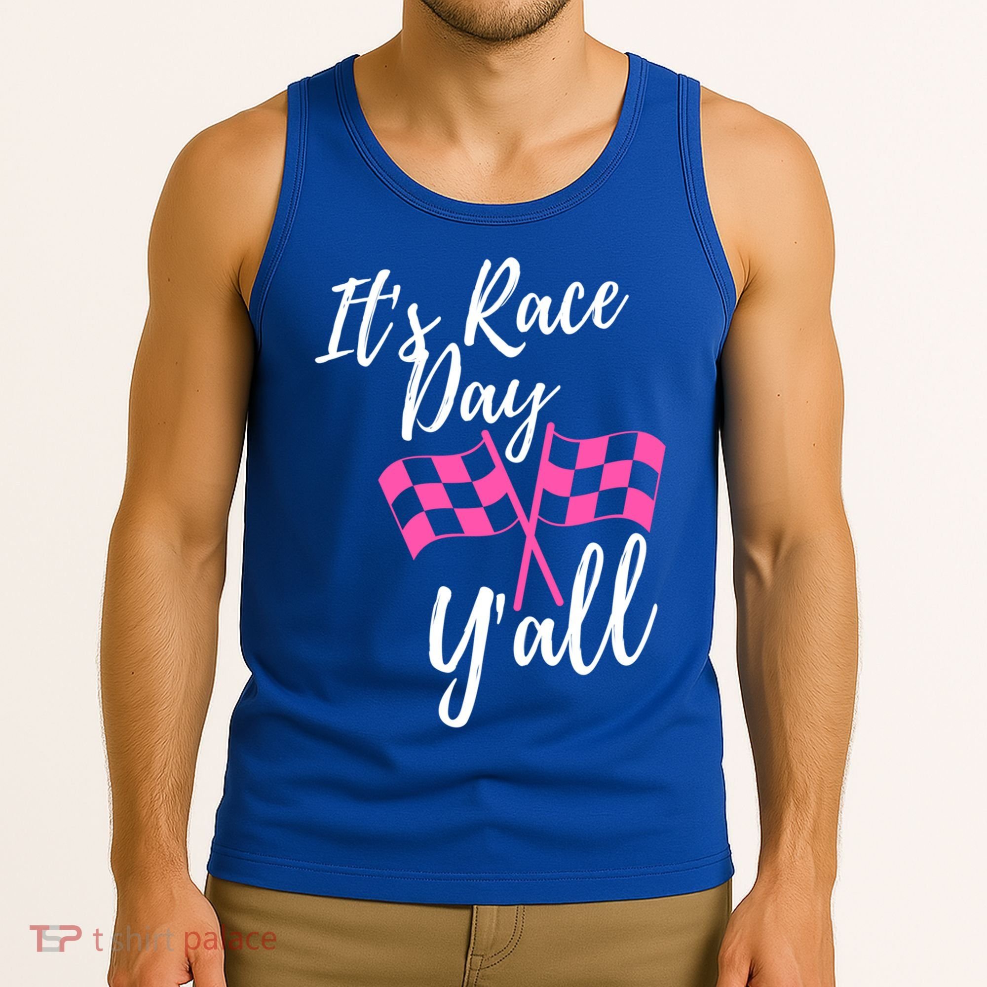 It's Race Day Y’all Checkered Flag Pit Crew Racing Track Gift Tank Top