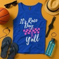 It's Race Day Y’all Checkered Flag Pit Crew Racing Track Gift Tank Top thumb 4