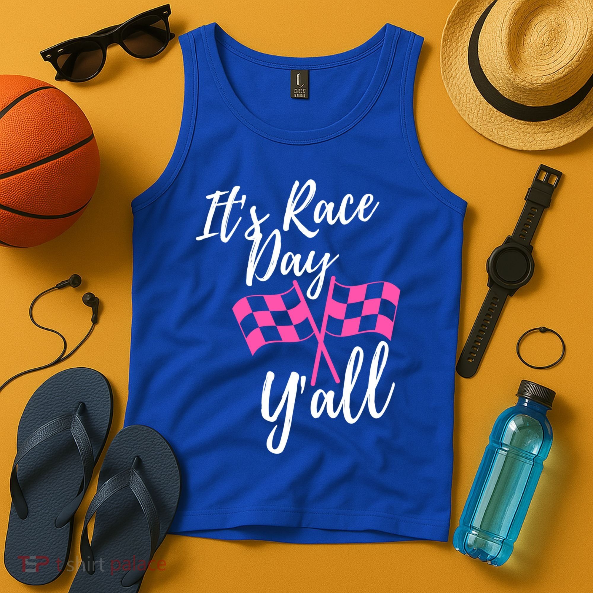 It's Race Day Y’all Checkered Flag Pit Crew Racing Track Gift Tank Top
