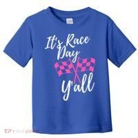 It's Race Day Y’all Checkered Flag Pit Crew Racing Track Gift Toddler T-Shirt thumb 0