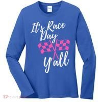 It's Race Day Y’all Checkered Flag Pit Crew Racing Track Gift Women's Long Sleeve Shirt thumb 0
