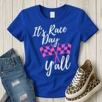 It's Race Day Y’all Checkered Flag Pit Crew Racing Track Gift Women's T-Shirt thumb 3