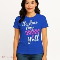 It's Race Day Y’all Checkered Flag Pit Crew Racing Track Gift Women's T-Shirt thumb 4