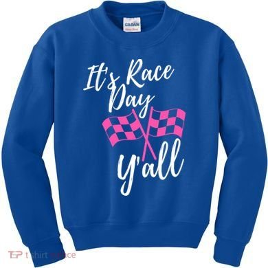 It's Race Day Y’all Checkered Flag Pit Crew Racing Track Gift Kids Sweatshirt