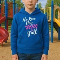 It's Race Day Y’all Checkered Flag Pit Crew Racing Track Gift Kids Hoodie thumb 2