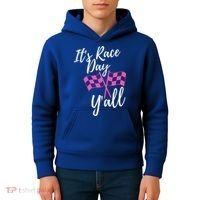 It's Race Day Y’all Checkered Flag Pit Crew Racing Track Gift Kids Hoodie thumb 4