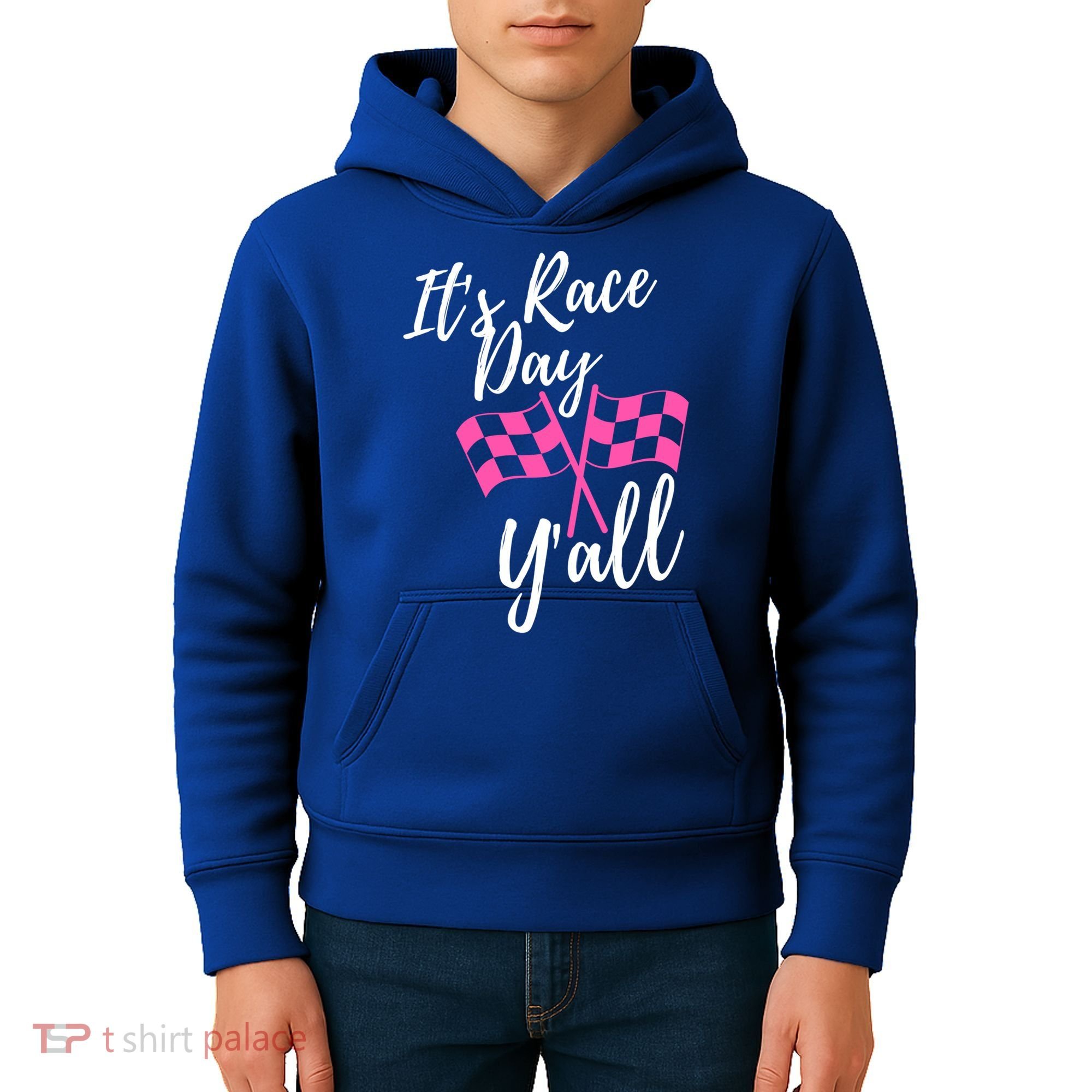 It's Race Day Y’all Checkered Flag Pit Crew Racing Track Gift Kids Hoodie