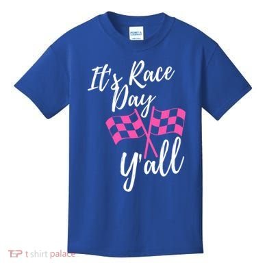 It's Race Day Y’all Checkered Flag Pit Crew Racing Track Gift Kids T-Shirt