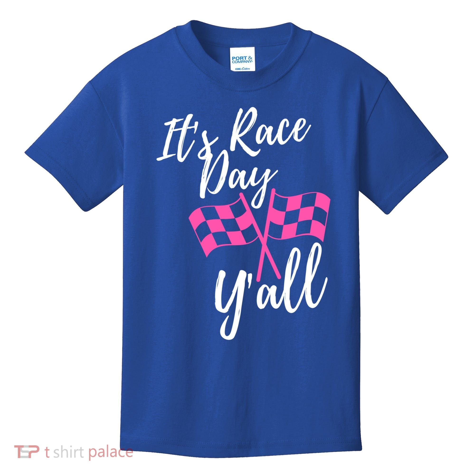 It's Race Day Y’all Checkered Flag Pit Crew Racing Track Gift Kids T-Shirt