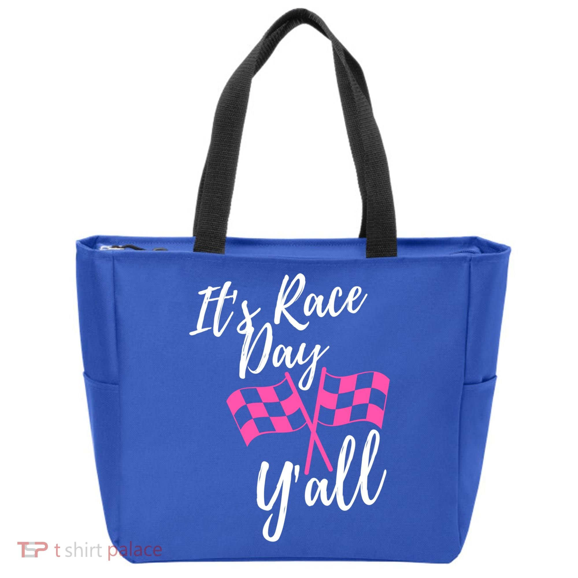 It's Race Day Y’all Checkered Flag Pit Crew Racing Track Gift Tote Bag