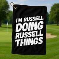 I'M RUSSELL DOING RUSSELL THINGS Personalized Name Gifts Golf Towel thumb 1