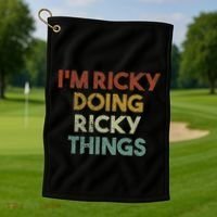 IM Ricky Doing Ricky Things Funny First Name Ricky Golf Towel thumb 1