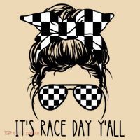 It's Race Day Y'all Checkered Flag Messy Bun Racing Lovers Great Gift Tote Bag thumb 4