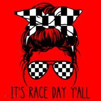 It's Race Day Y'all Checkered Flag Messy Bun Racing Lovers Great Gift Santa Hat thumb 1