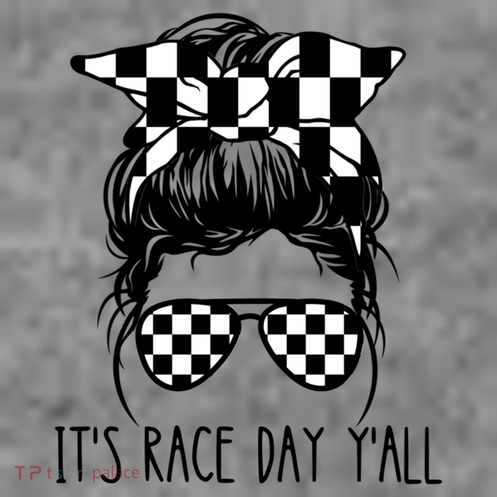It's Race Day Y'all Checkered Flag Messy Bun Racing Lovers Great Gift Toddler Hoodie