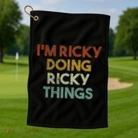 I'm Ricky Doing Ricky Things Funny First Name Ricky Golf Towel thumb 1