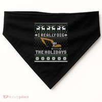 I Really Dig The Holidays Excavator Christmas Ugly Gift USA-Made Doggie Bandana thumb 0