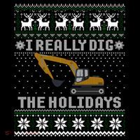 I Really Dig The Holidays Excavator Christmas Ugly Gift Coffee Mug thumb 5