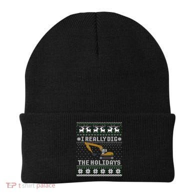 I Really Dig The Holidays Excavator Christmas Ugly Gift Beanie