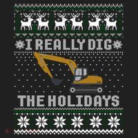 I Really Dig The Holidays Excavator Christmas Ugly Gift Beanie thumb 2