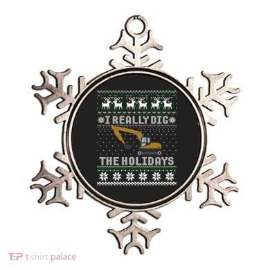 I Really Dig The Holidays Excavator Christmas Ugly Gift Ornament