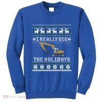 I Really Dig The Holidays Excavator Christmas Ugly Gift Sweatshirt thumb 0