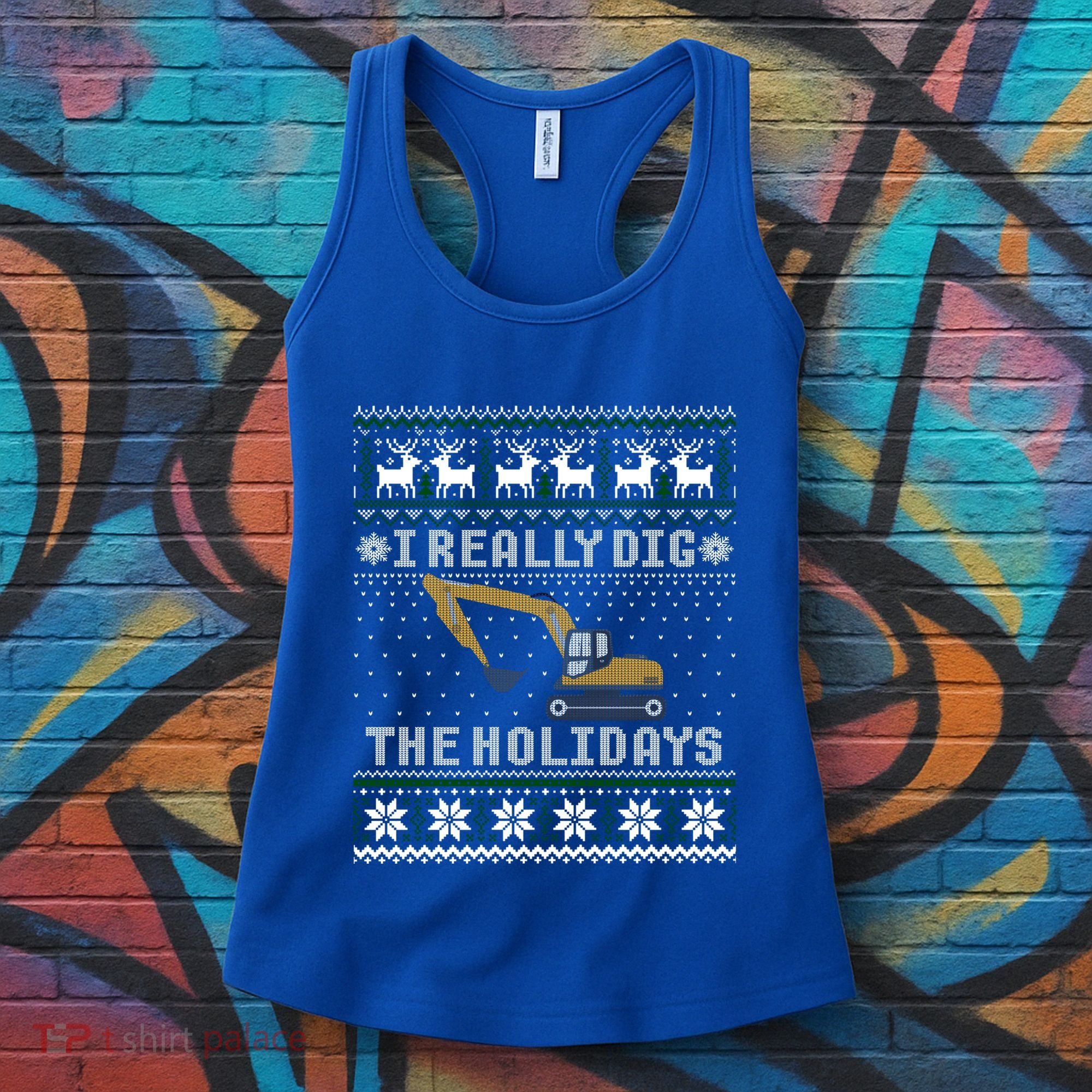 I Really Dig The Holidays Excavator Christmas Ugly Gift Women's Tank Top