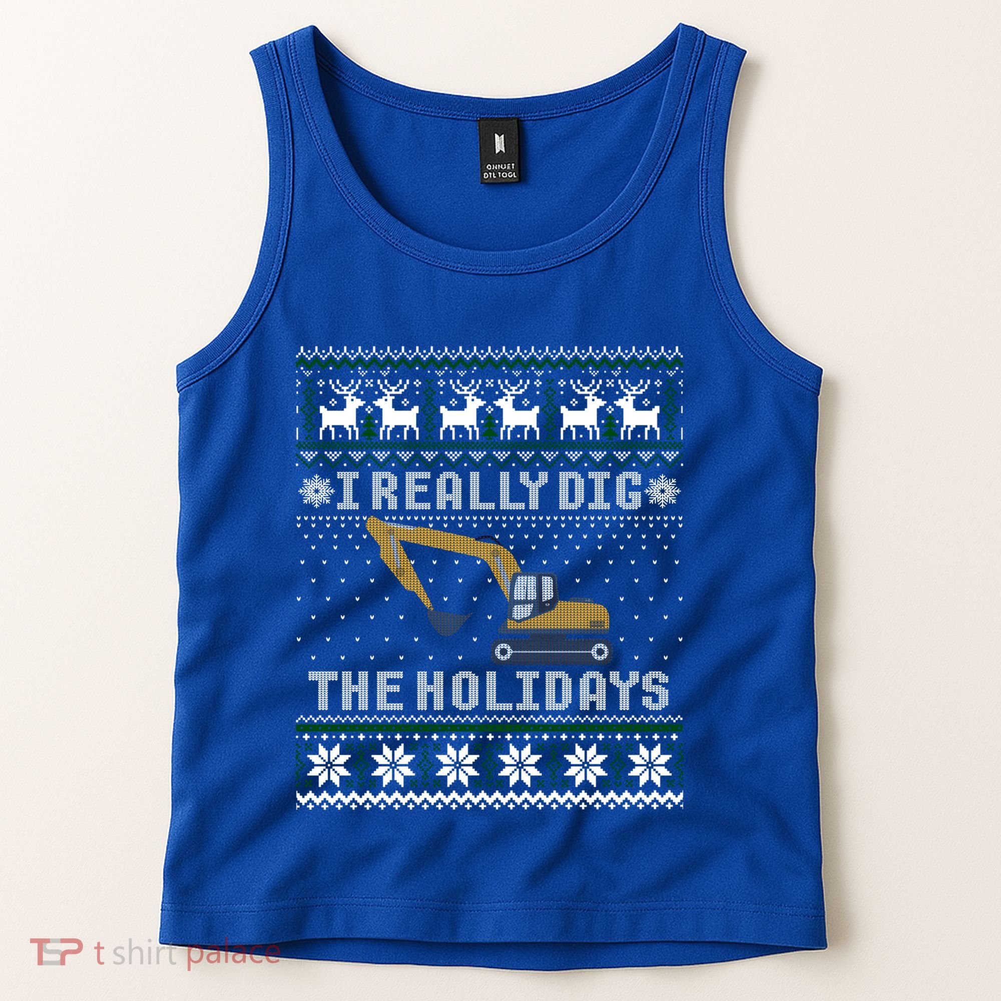 I Really Dig The Holidays Excavator Christmas Ugly Gift Tank Top