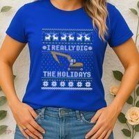 I Really Dig The Holidays Excavator Christmas Ugly Gift Women's T-Shirt thumb 2