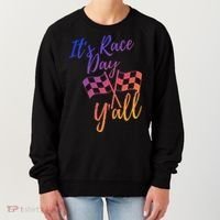 Its Race Day Yall Checkered Flag American Flag Race Women's Sweatshirt thumb 0